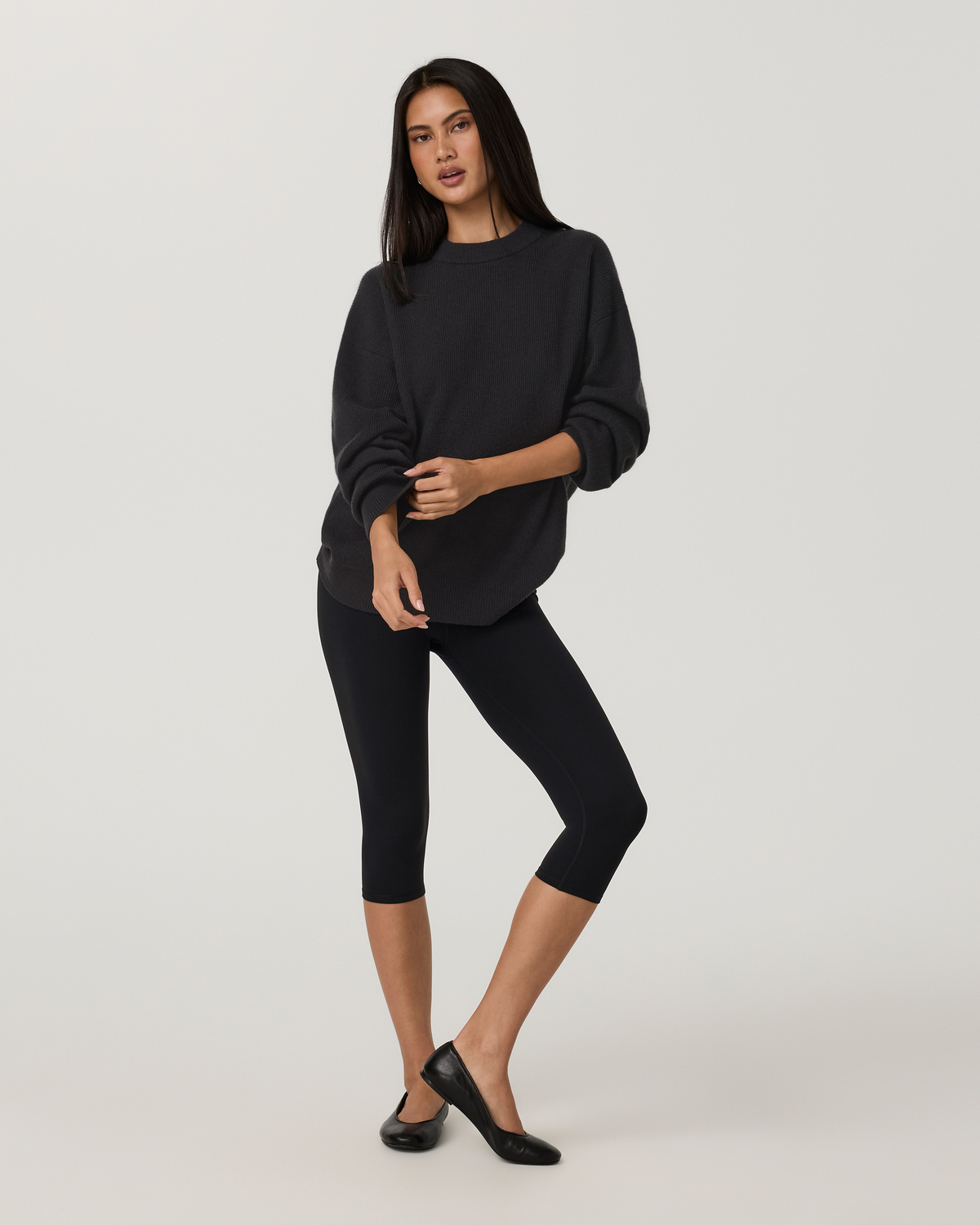 Émilie Cashmere Oversized Rib Crew | Vintage Black