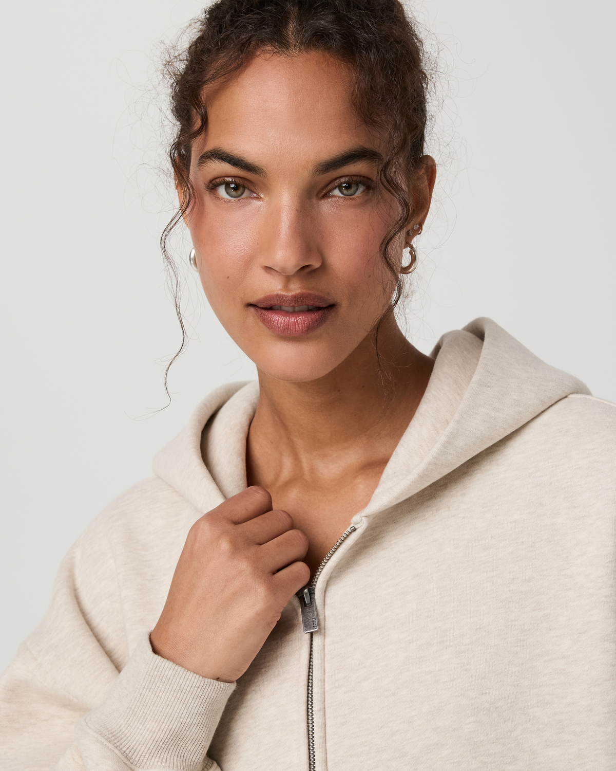 Restore Essential Full Zip Hoodie | Bone Heather