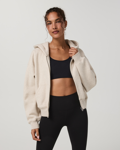 Restore Essential Full Zip Hoodie | Bone Heather