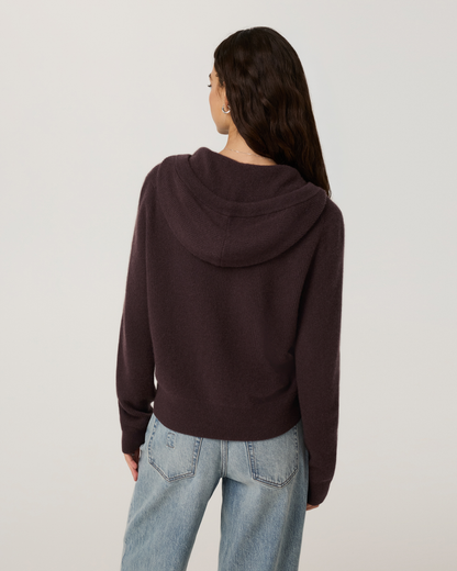 Émilie Cashmere Rib Double Zip | Dark French Roast