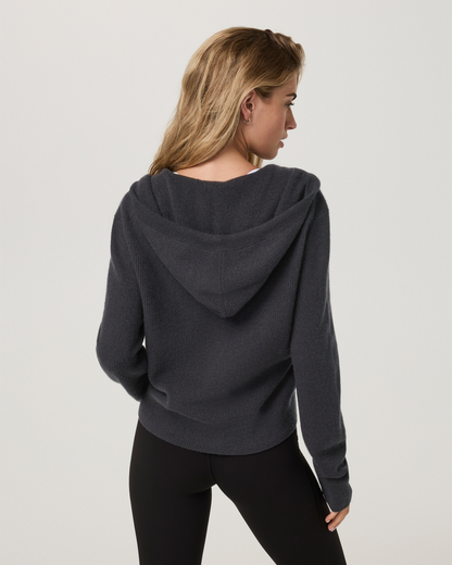 Émilie Cashmere Rib Double Zip | Vintage Black