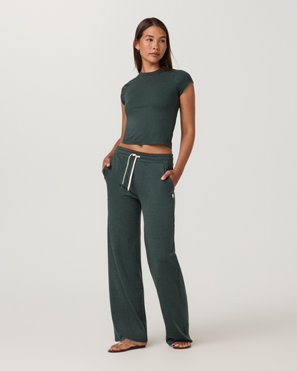 Halo Essential Wideleg Pant - Short | Hemlock Heather