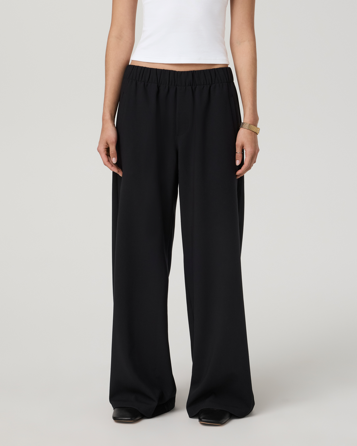Sander Elastic Waist Trouser - Long | Black