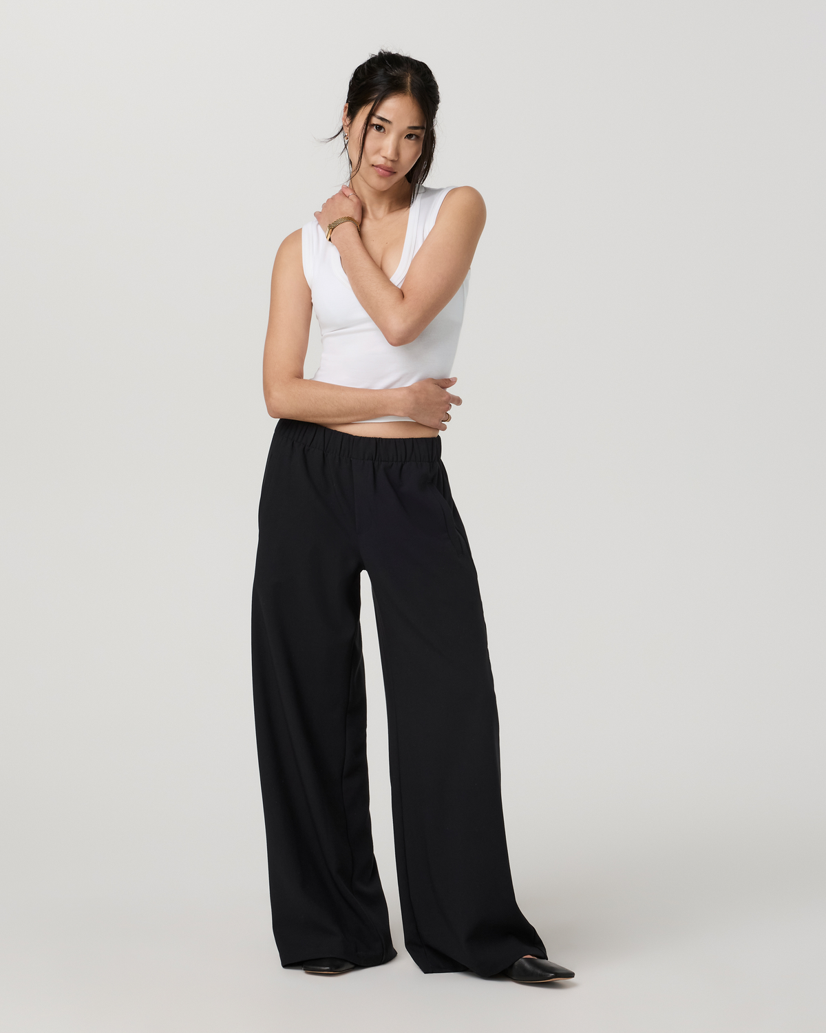 Sander Elastic Waist Trouser - Long | Black