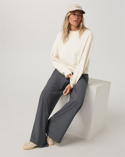 Sander Elastic Waist Trouser - Long | Charcoal Heather