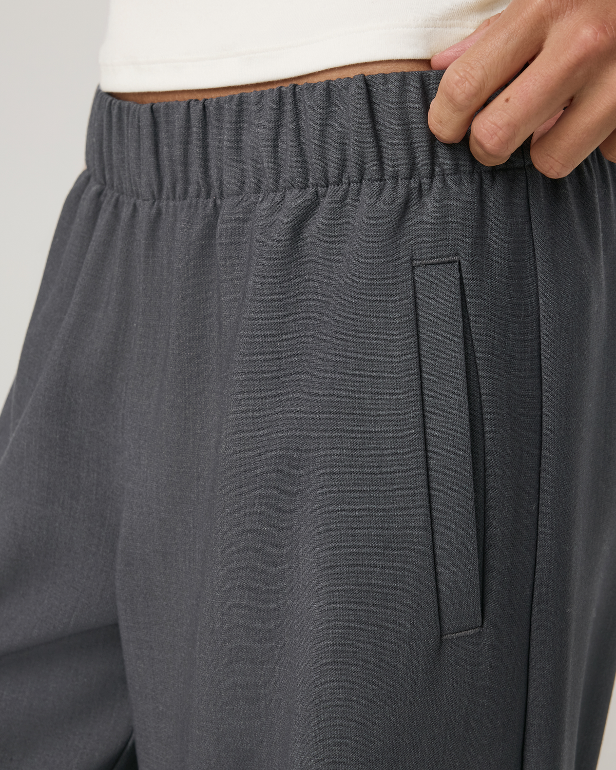 Sander Elastic Waist Trouser - Long | Charcoal Heather