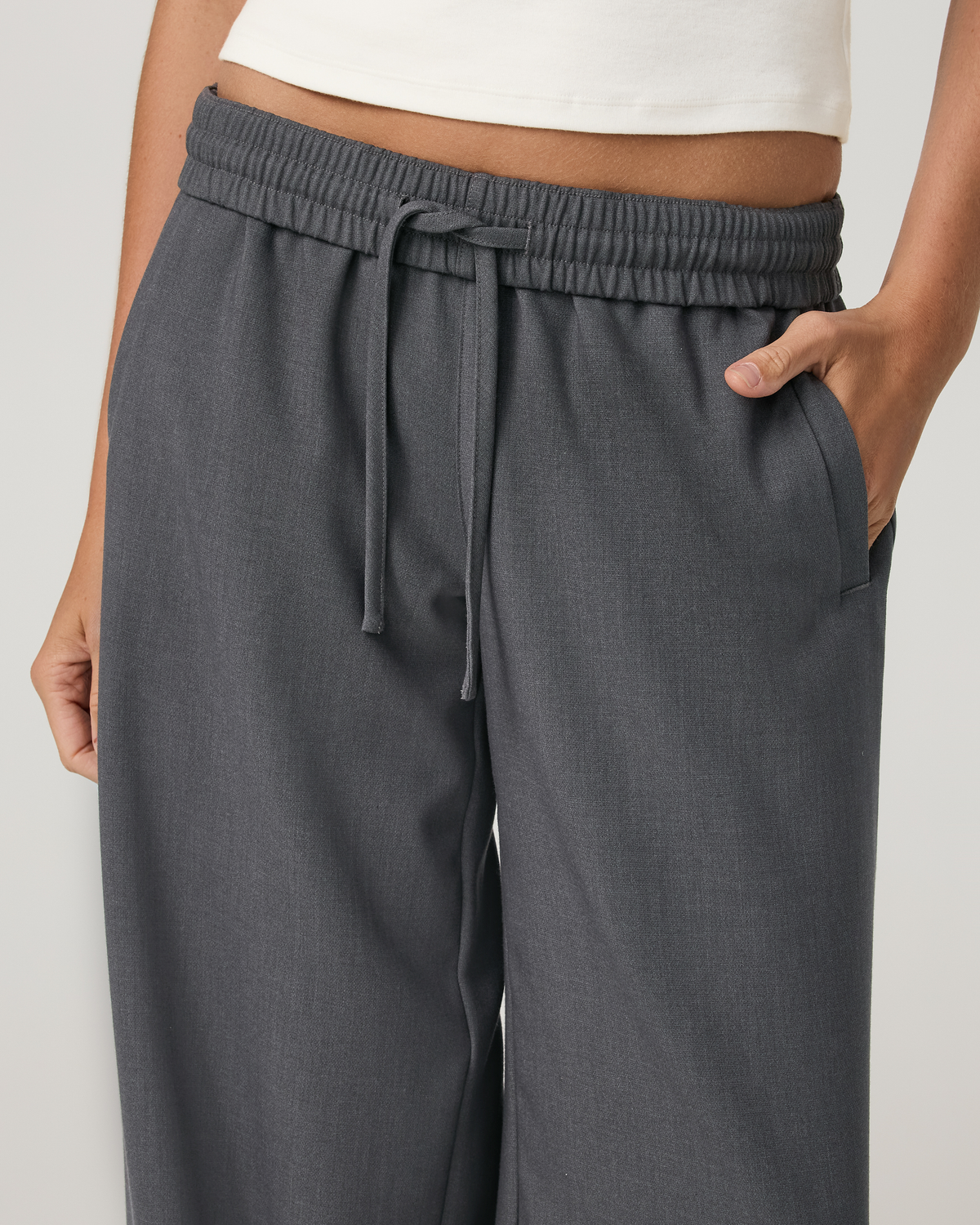 Sander Elastic Waist Trouser - Long | Charcoal Heather