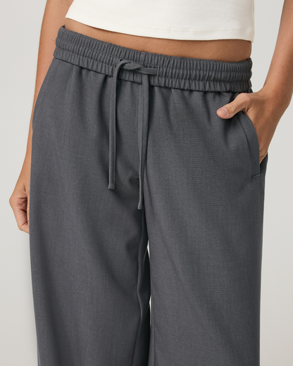 Sander Elastic Waist Trouser - Long | Charcoal Heather