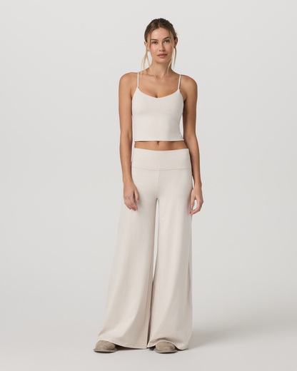 Halo Easy Wideleg Pant - Long | Ecru Heather