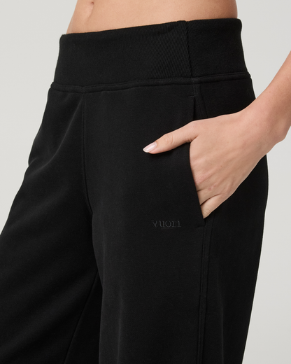 Sedona Midrise Wideleg Sweatpant | Black