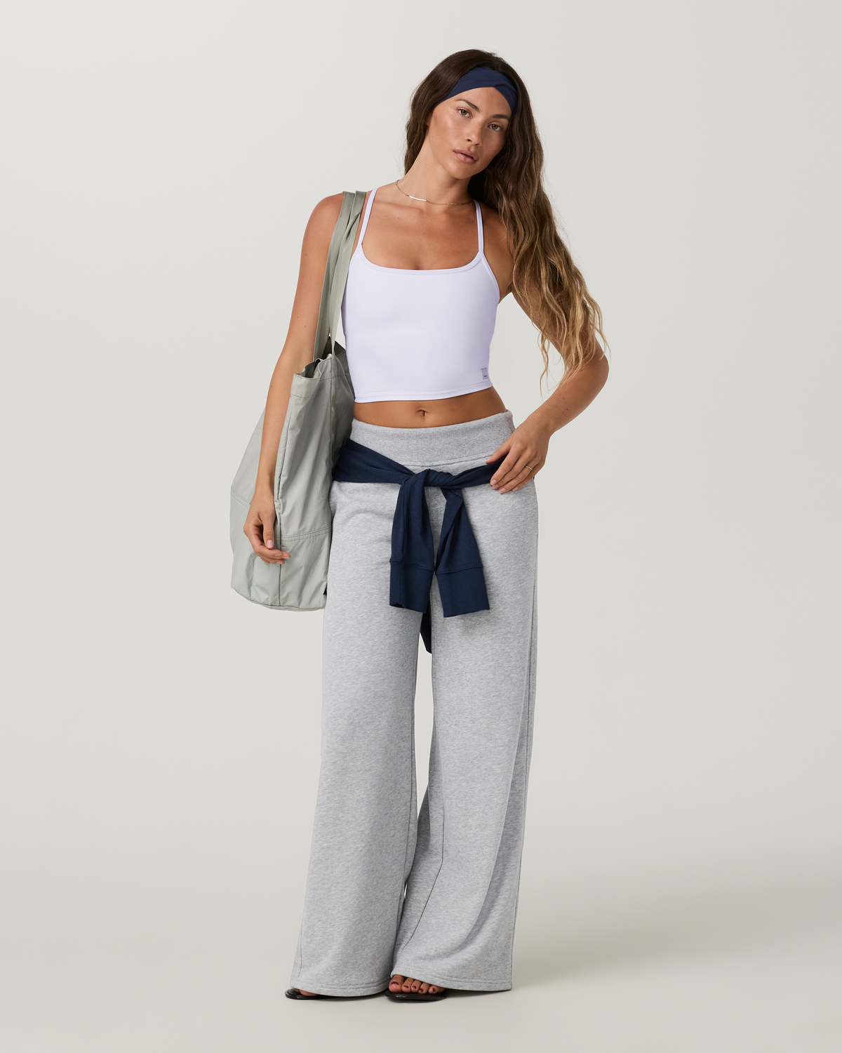 Sedona Midrise Wideleg Sweatpant - Short | Light Heather Grey