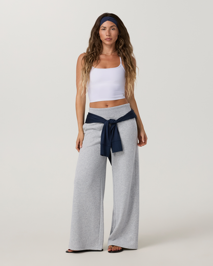 Sedona Midrise Wideleg Sweatpant - Long | Light Heather Grey